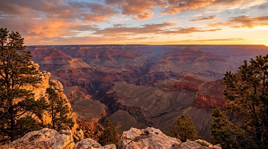 The classic mile-deep view from the Grand Canyon South Rim